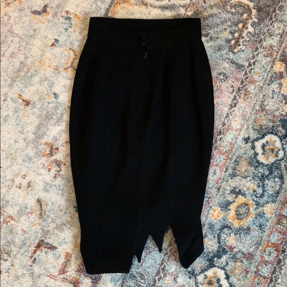 VINTAGE Thierry Mugler Cutout Black Pencil Skirt
